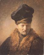 REMBRANDT Harmenszoon van Rijn Bust of an old man in a fur cap (mk33) France oil painting artist
